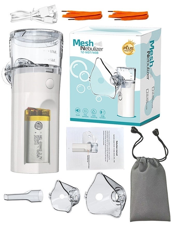 Ayshal New Mini Nebulizer Machine for Adults & Kids, Upgrade Portable Nebuliser USB Rechargeable Handheld Nebuliser with 2 Mask, 2 Adjustable Atomization Steam Inhaler for Home, Reusable, Silent and Ultrasonic Micro-grid Electronic Atomizer - Image 1